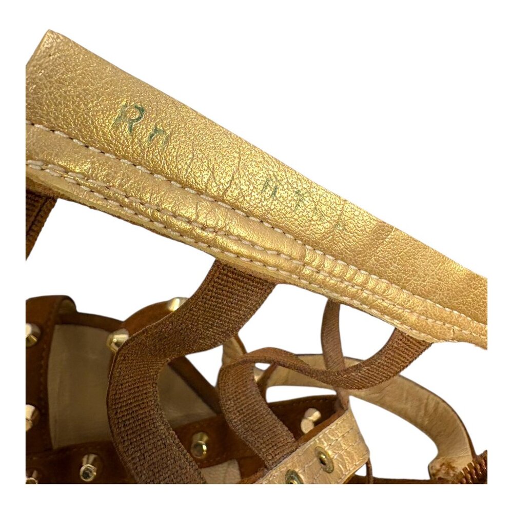Stuart Weitzman Cleo Rivet Camel Suede Gladiator … - image 6